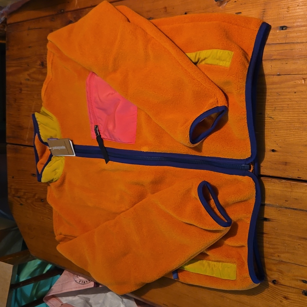 Nwt patagonia kids synchilla relax fit harmony orange sz xl 14